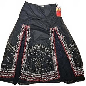 Vintage Collection Embroidered Maxi Skirt Black- Starlite - SZ L - NWT. Ret $290